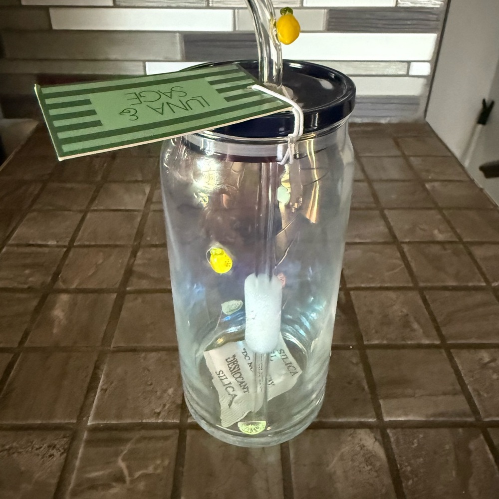 Sage & Luna glass tumbler with 3D fruit